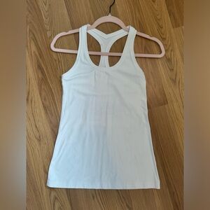 Lululemon EUC Cool Racerback White Tank HEMMED TO WAIST LENGTH